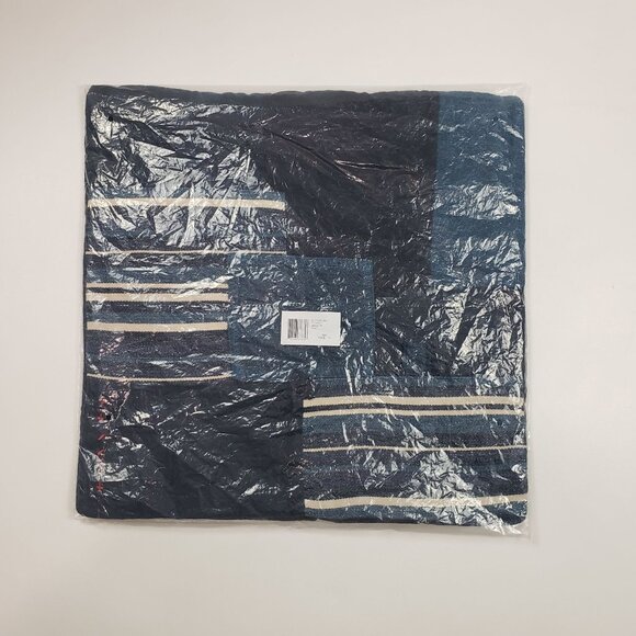 Ralph Lauren Stover Artisan Linen Patchwork Throw Pillow Cover Only 20x20 Blue - Picture 14 of 16